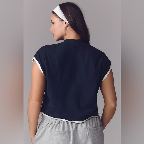 Maeve Mock Neck Shell Top Navy NWT - Picture 2 of 8